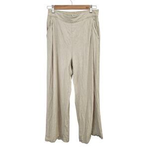 MADEWELL Pull-On Straight Crop Linen Pant in Natural Undyed Size 2